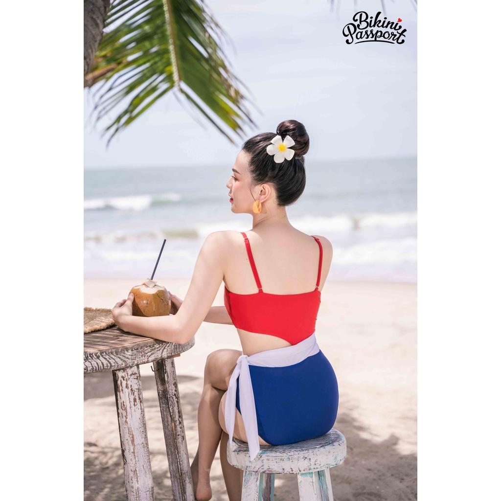 Bộ đồ bơi NỮ BIKINI PASSPORT kiểu Một mảnh áo dây phối dây cách điệu - Đỏ - BS406_RD