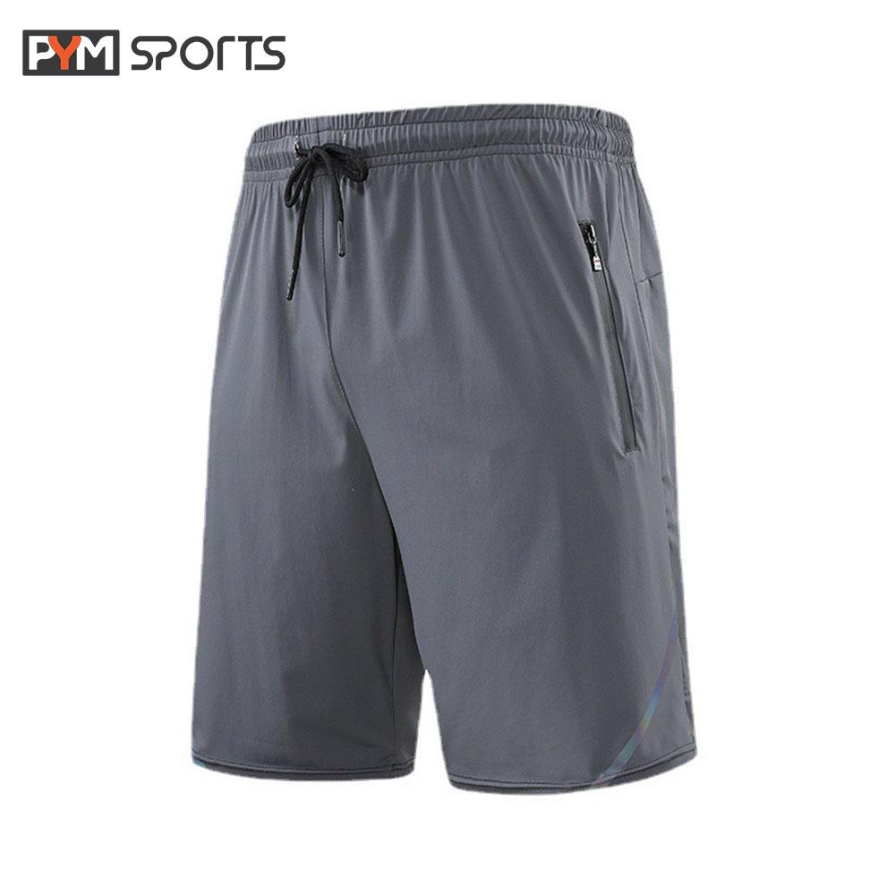 Quần đùi Nam tập gym, tập thể thao PYMSPORTS-PYMMQT002 thoải mái, thoáng mát, 3 màu đen, ghi đậm, ghi nhạt