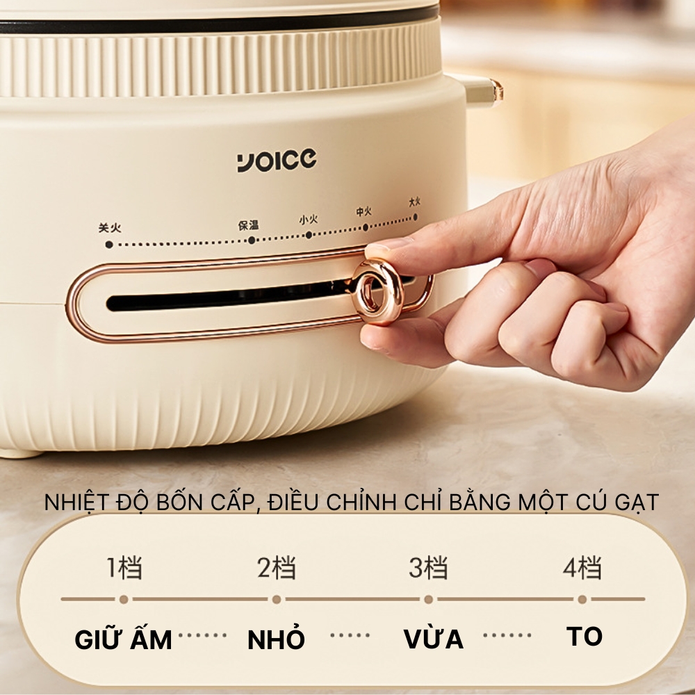 Nồi lẩu điện đa năng YOICE dung tích lên đến 4l, sử dụng nấu lẩu, chiên, xào, luộc, hấp, độ bền cao -YDHG16 - HÀNG CHÍNH HÃNG