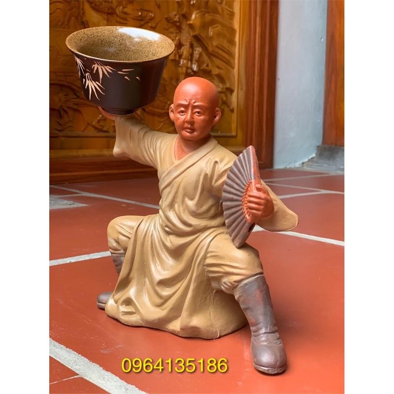 Tượng chậu bon sai la hán quyền gốm sứ Bát Tràng