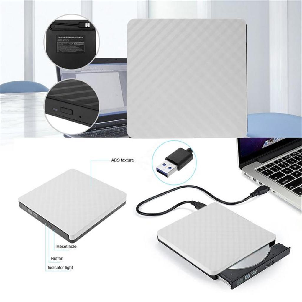 External CD DVD Drive USB 3.0 RW Writer Burner Reader for Laptop PC White