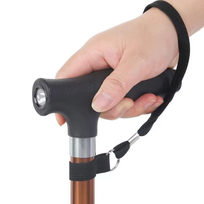 Nạng đa chức năng ống lồng kiểu dáng mới nhất dành cho người già nạng bốn chân hợp kim nhôm chống trượt có đèn chiếu sáng gậy leo núi di động