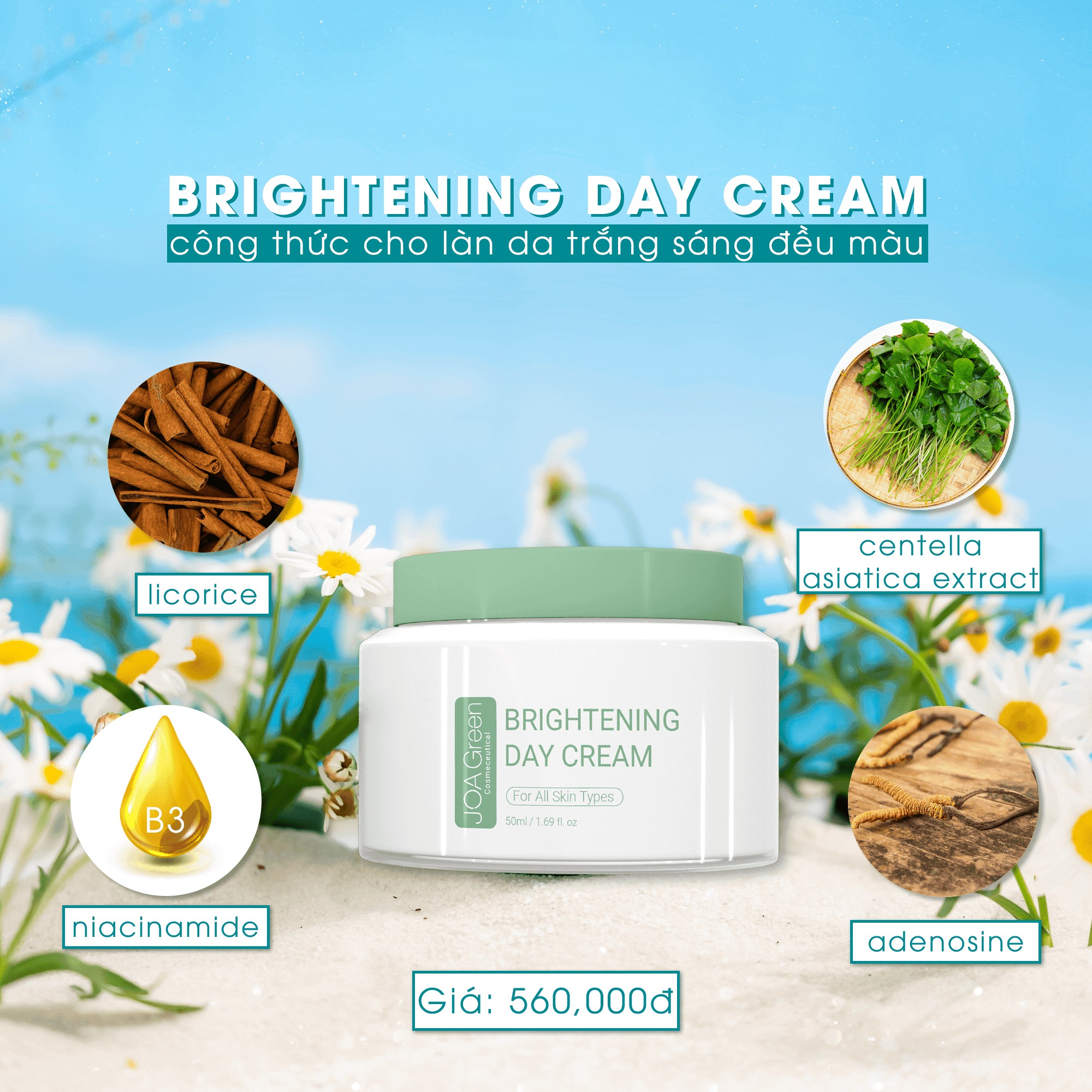 Kem Dưỡng Da Mặt Brightening Day Cream 50ml - JOA GREEN Giúp Phục Hồi, Dưỡng Trắng Da Và Cải Thiện Nếp Nhăn – Mỹ Phẩm MS COSMETIC