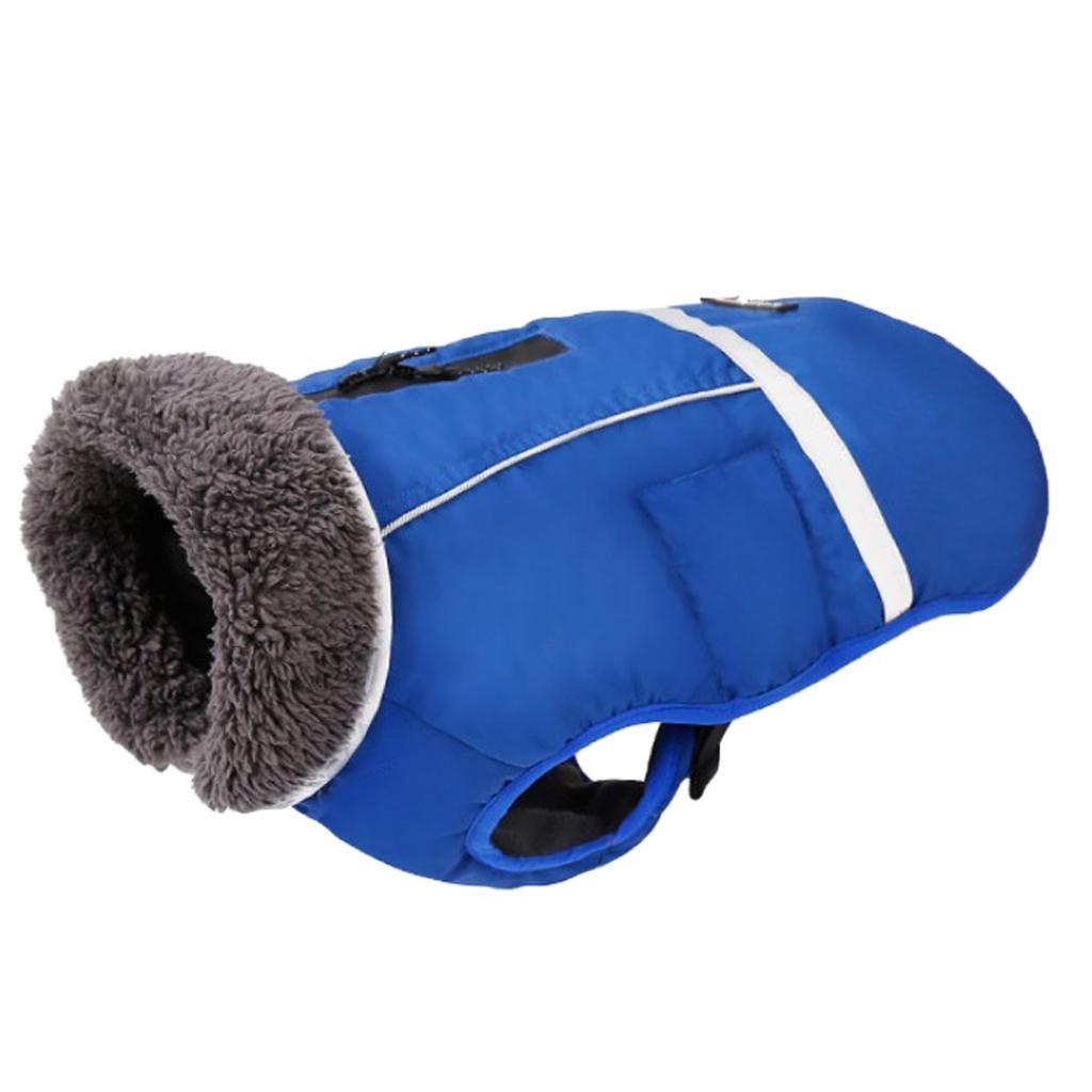 Waterproof Dog Coat Vest Warm Padded Reflective Puppy Clothes Blue M