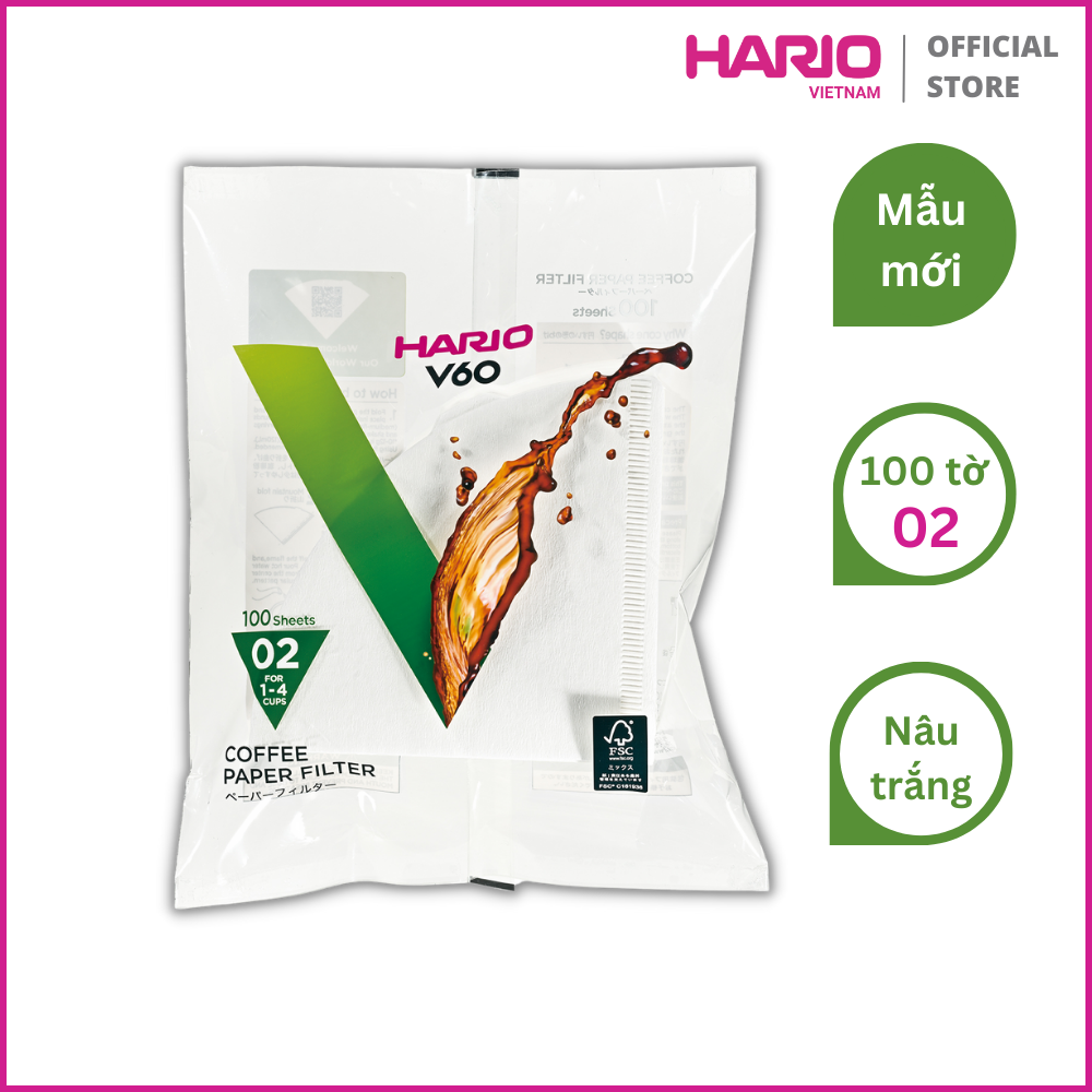 Giấy lọc cà phê Hario 100 cái (V60-VCF-02-100W)