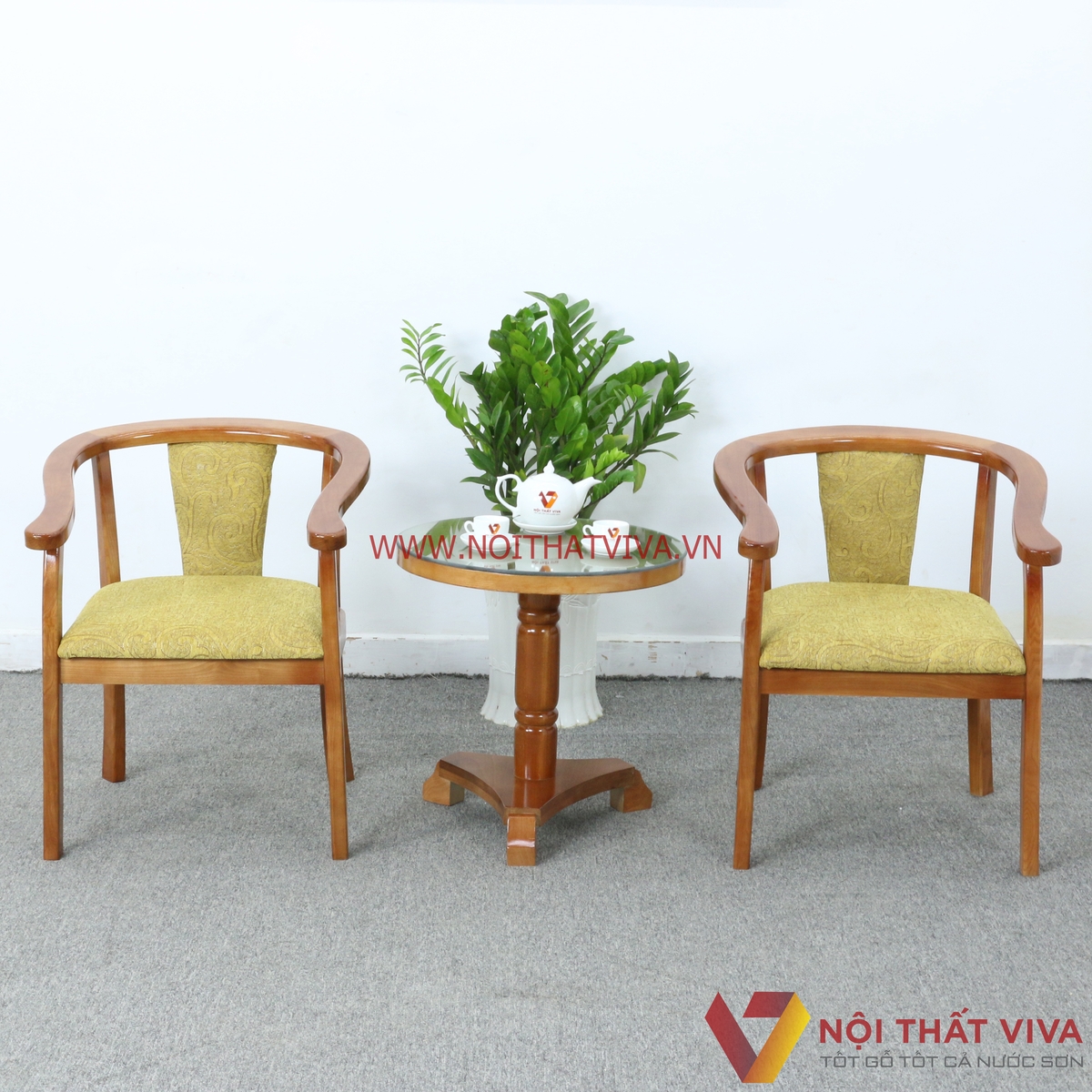Bộ Bàn Trà 2 Ghế Gỗ Sồi Nga Màu Cánh Gián Đẹp Giá Rẻ