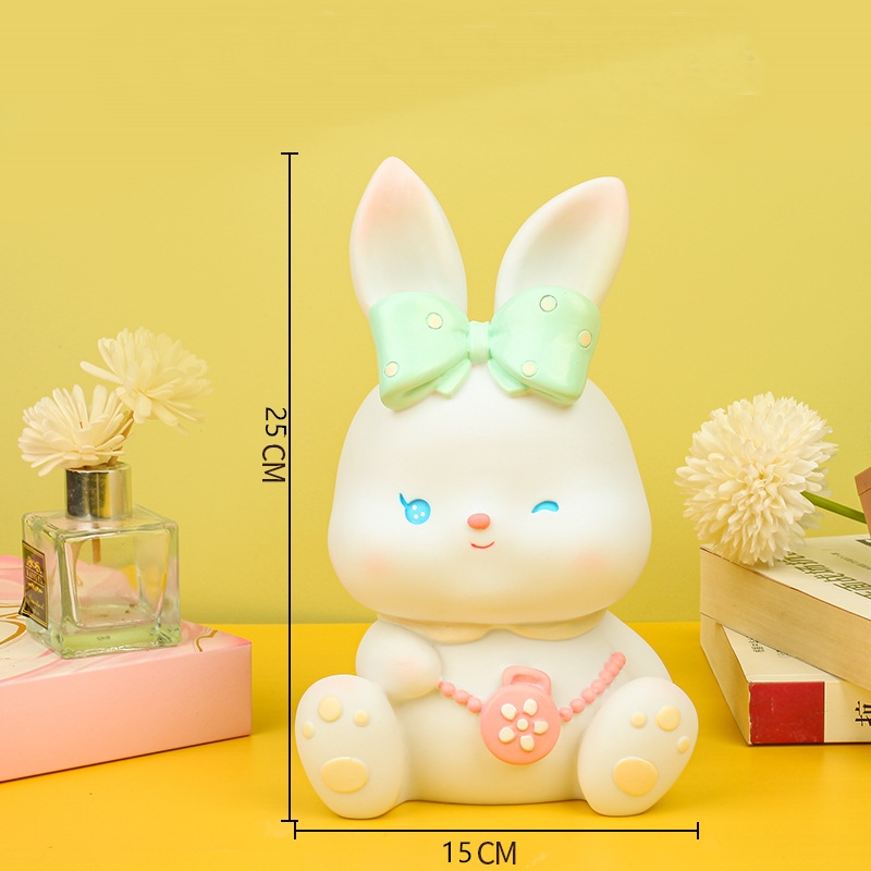 Ống Tiết Kiệm Heo Đất Beibei Rabbit Pink Size Lớn Có Khe Lấy Tiền_ Hàng Chính Hãng