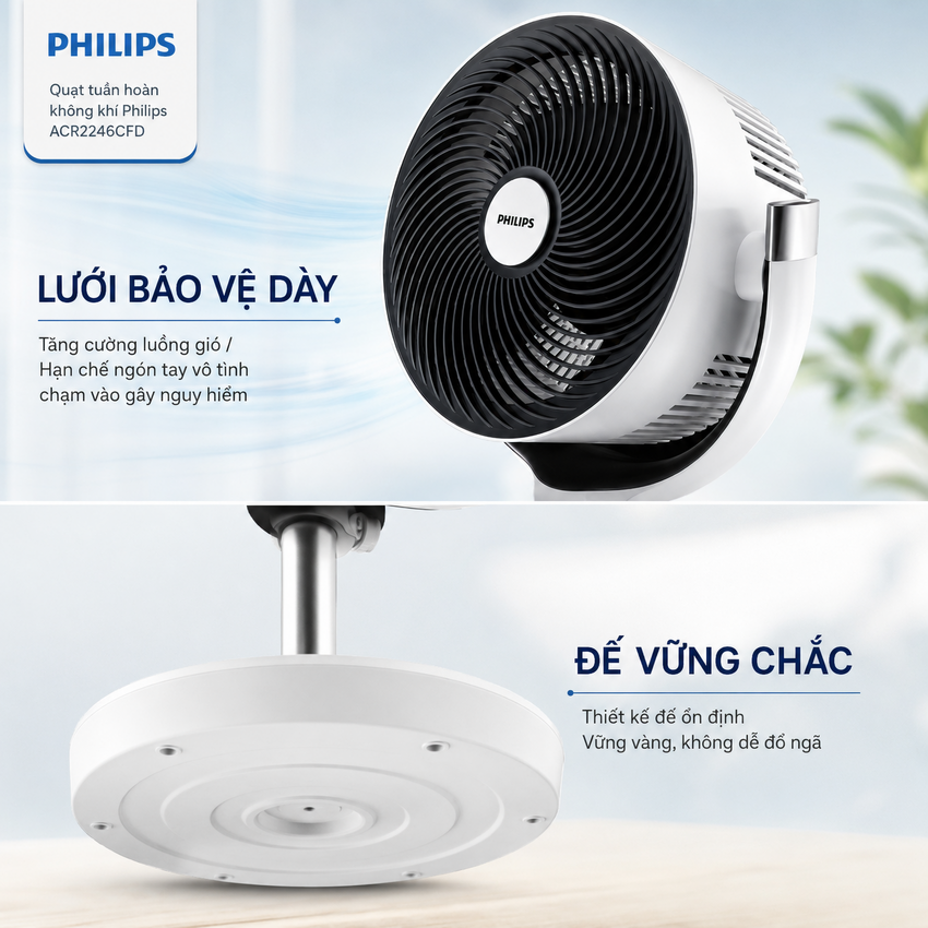 HÀNG CHÍNH HÃNG - Quạt tuần hoàn không khí Serial 2000, động cơ biến tần, 40W. Thương hiệu Hà Lan cao cấp Philips - ACR2246CFD