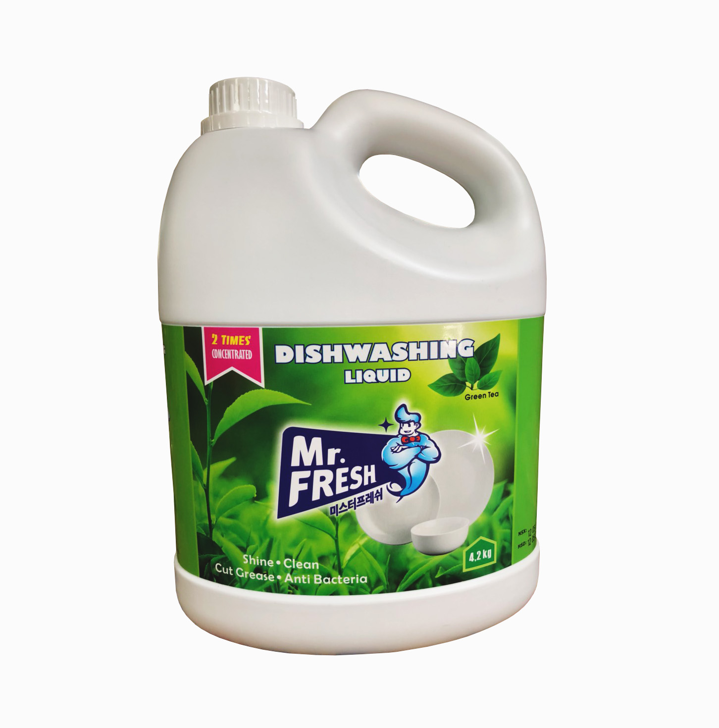 Combo 2 can Nước rửa bát đậm đặc Mr.fresh Hương trà xanh 4200ml