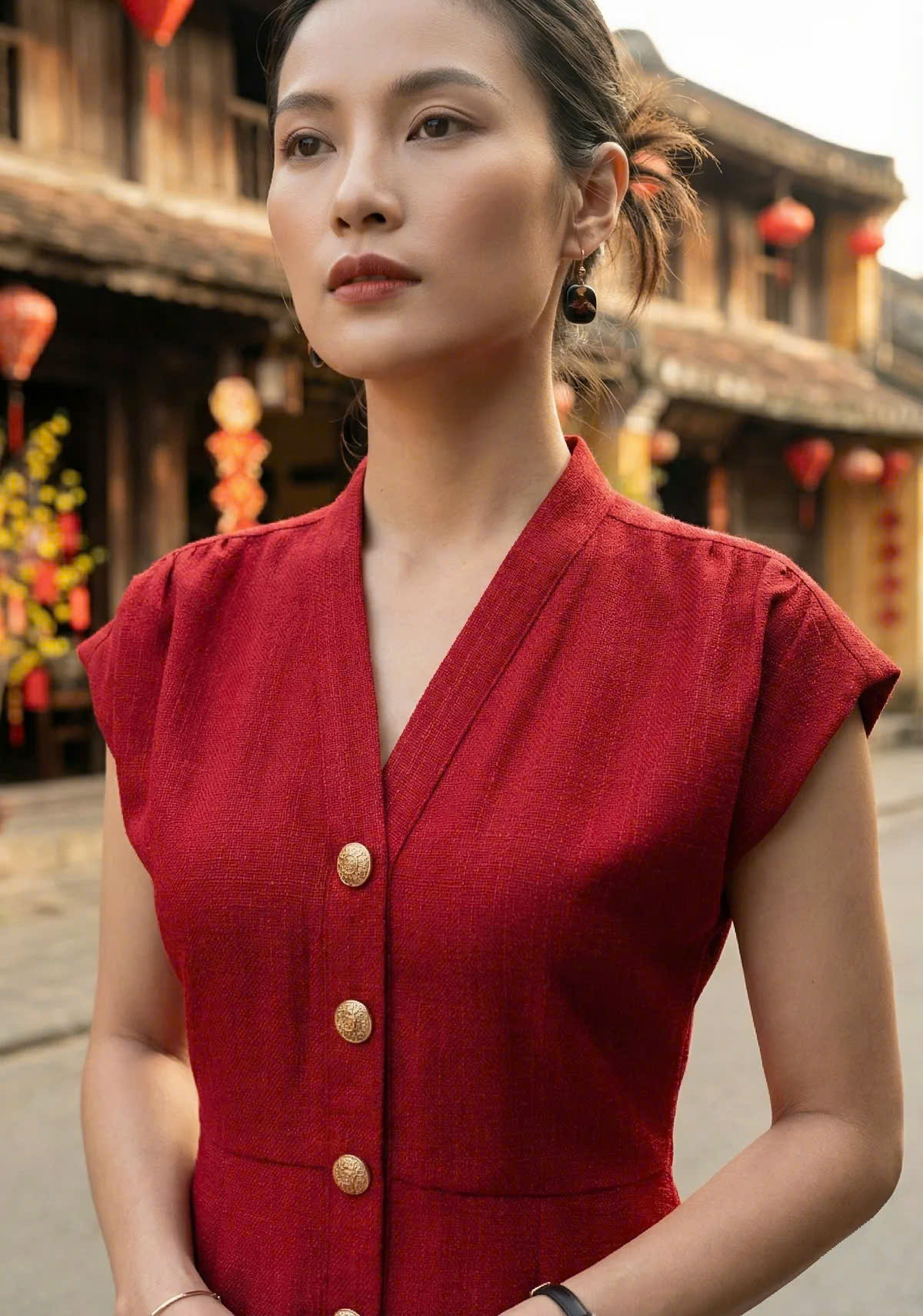 Đầm Ôm Body Tweed Đỏ Dự Tiệc thời trang thiết kế Hity Dre084