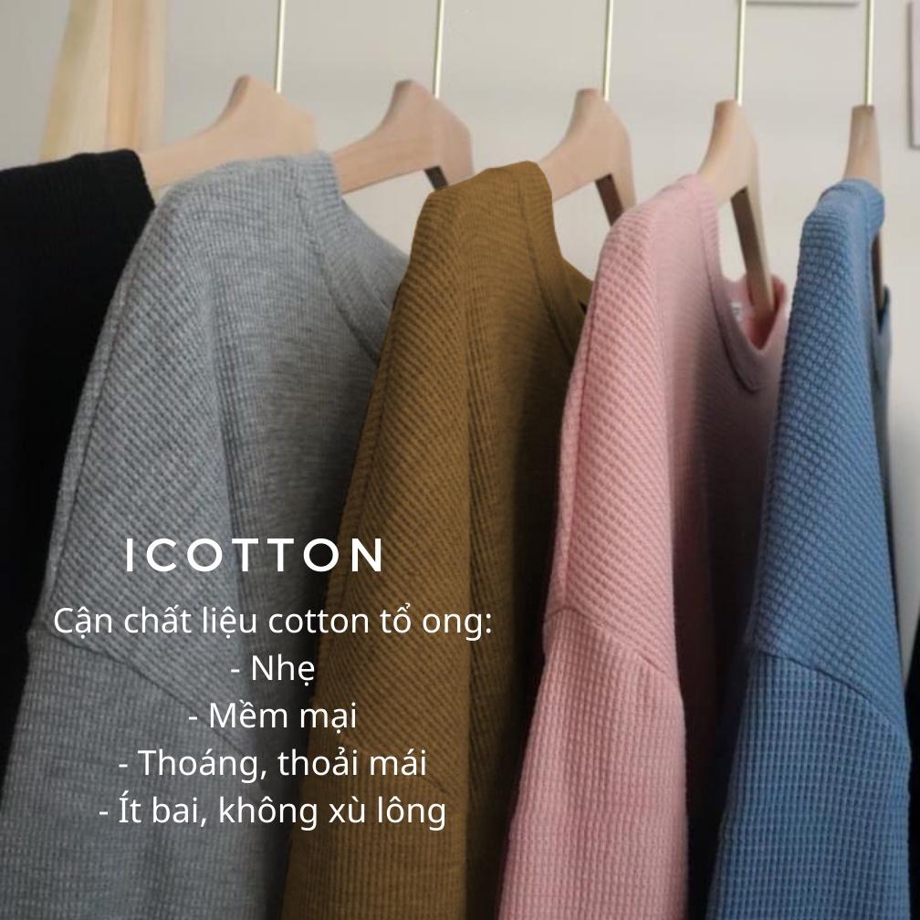 Bộ mặc nhà thu đông ️ iCotton ️ len tổ ong cao cấp, dày dặn, mềm mại, thoải mái cho nam và nữ