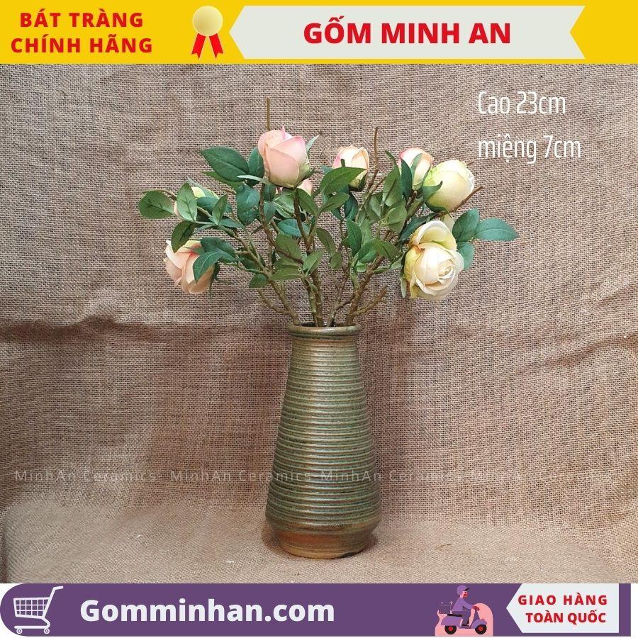 Bình Hoa Lọ Hoa Men Mộc Dáng Nhỏ Cao- Gốm Sứ Bát Tràng- Gốm Minh An