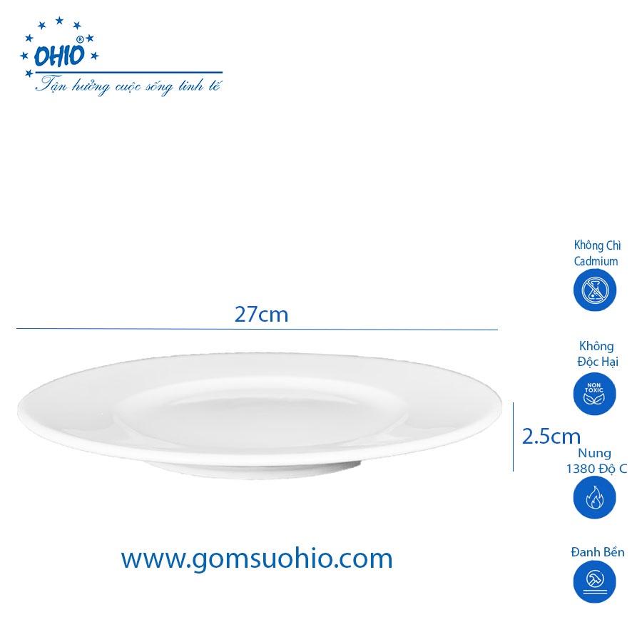 Đĩa Nông 27cm Sứ Trắng OHIO