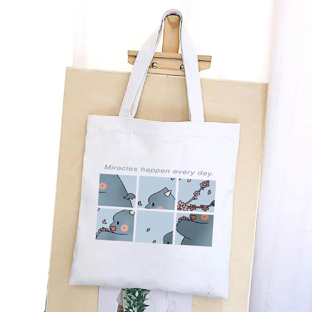 TÚI VẢI MÈO TOM ĐEO VAI TOTE CANVAS BAG CÓ KHÓA KÉO SIZE LỚN 33x38cm AOMIVN PHONG CÁCH CÁ TÍNH HOT TREND