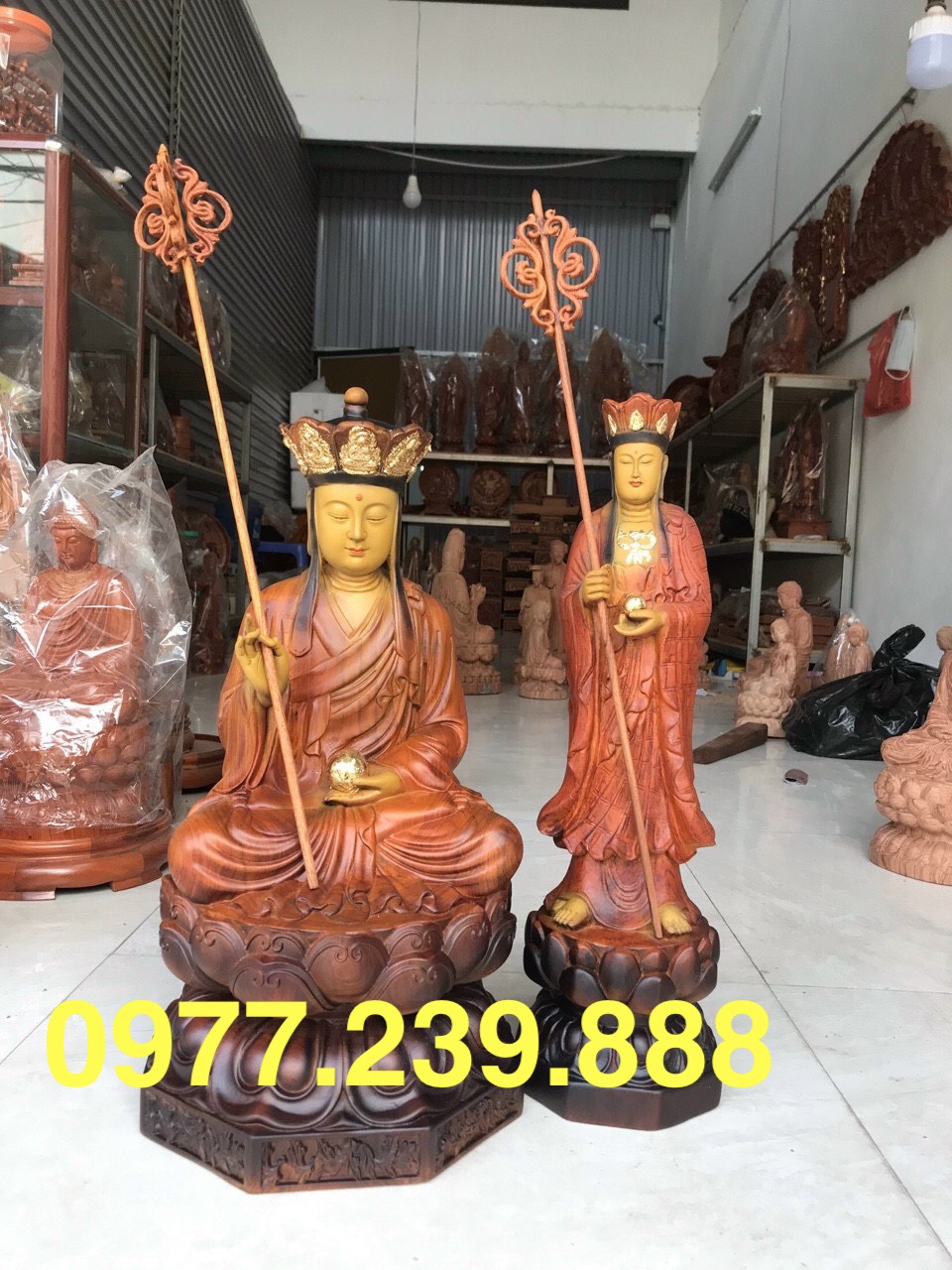Tượng địa tạng gỗ hương 80cm