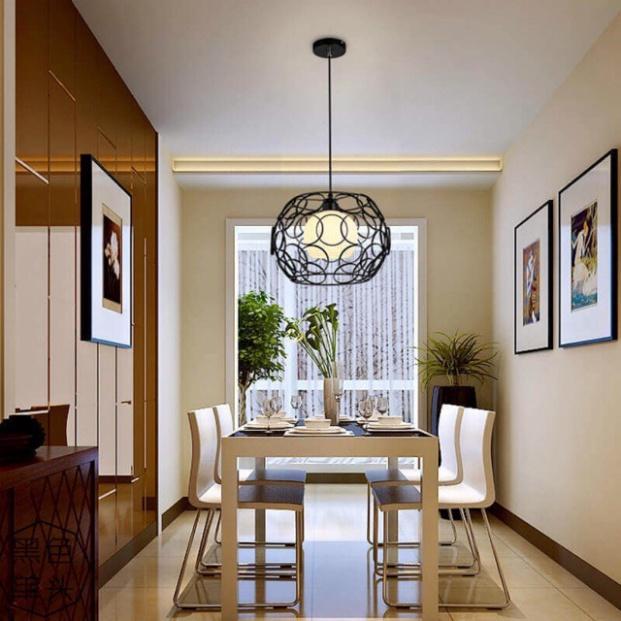 Đèn thả lồng sắt fi 30cm 5w cho bàn ăn, phòng khách... DT