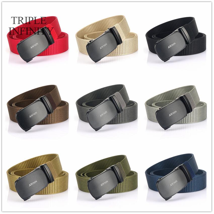 Thời Trang Mới Nylon Thắt Lưng Doanh Kim Loại Khóa Tự Động Điều Chỉnh Thắt Lưng Nam Quân Đội Dây Vải Chất Lượng Cao, Chịu Mài Mòn