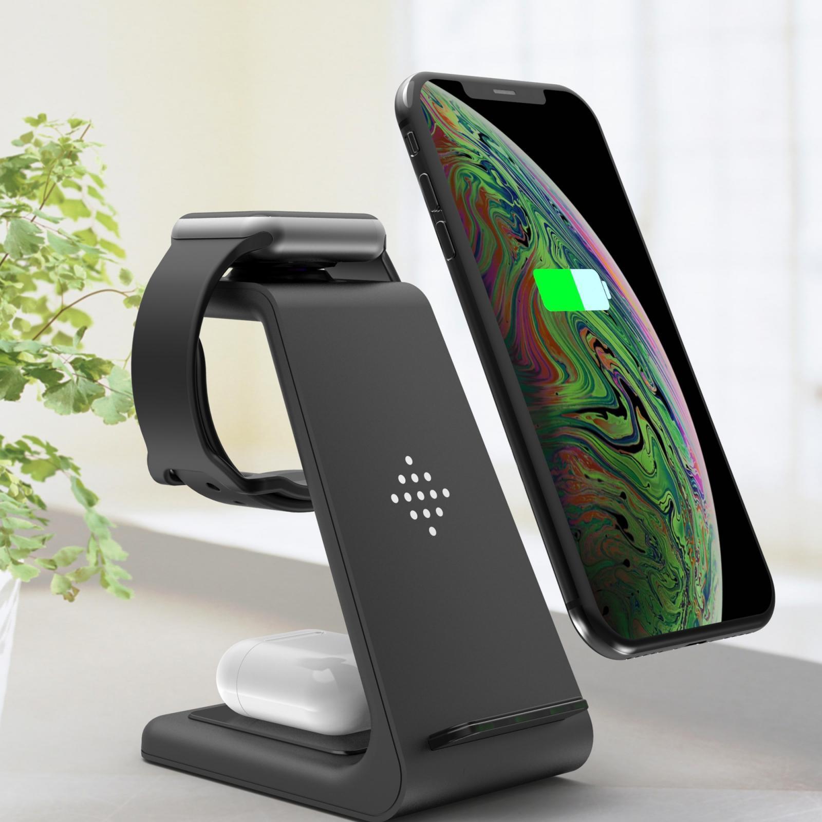 3 in 1 Qi Wireless Charger 10W Dock Station for Smartphone Watch Earbuds