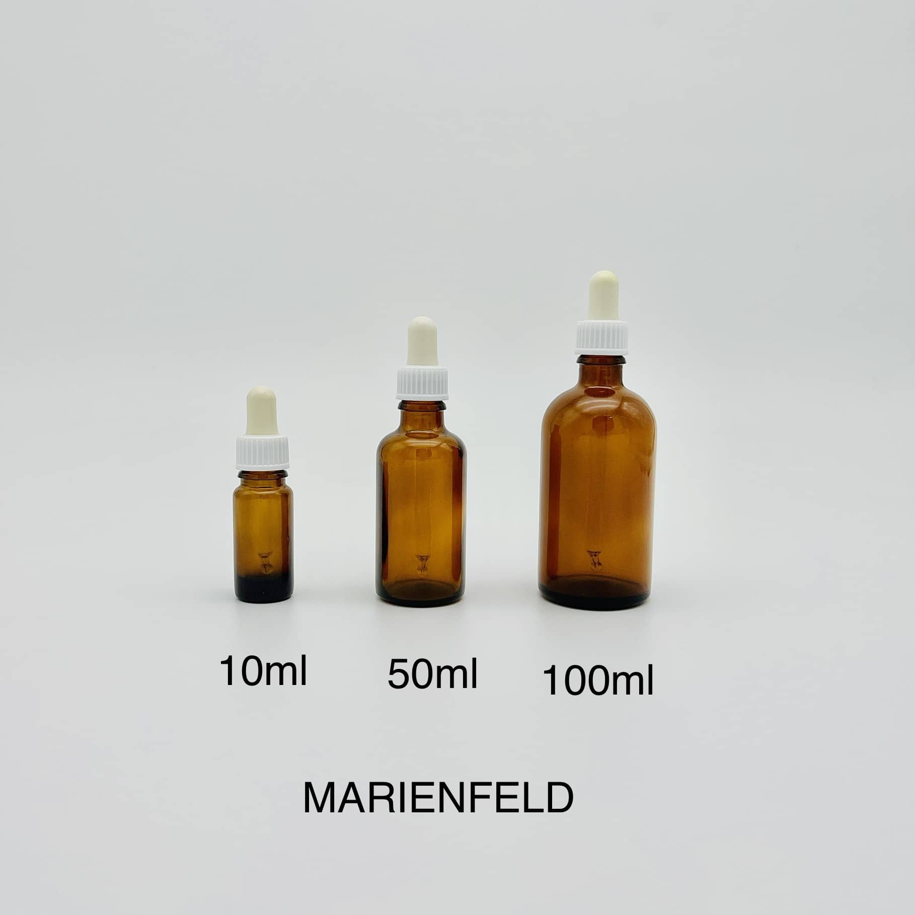 Chai nhỏ giọt nâu thủy tinh (Marienfeld, nhiều size)
