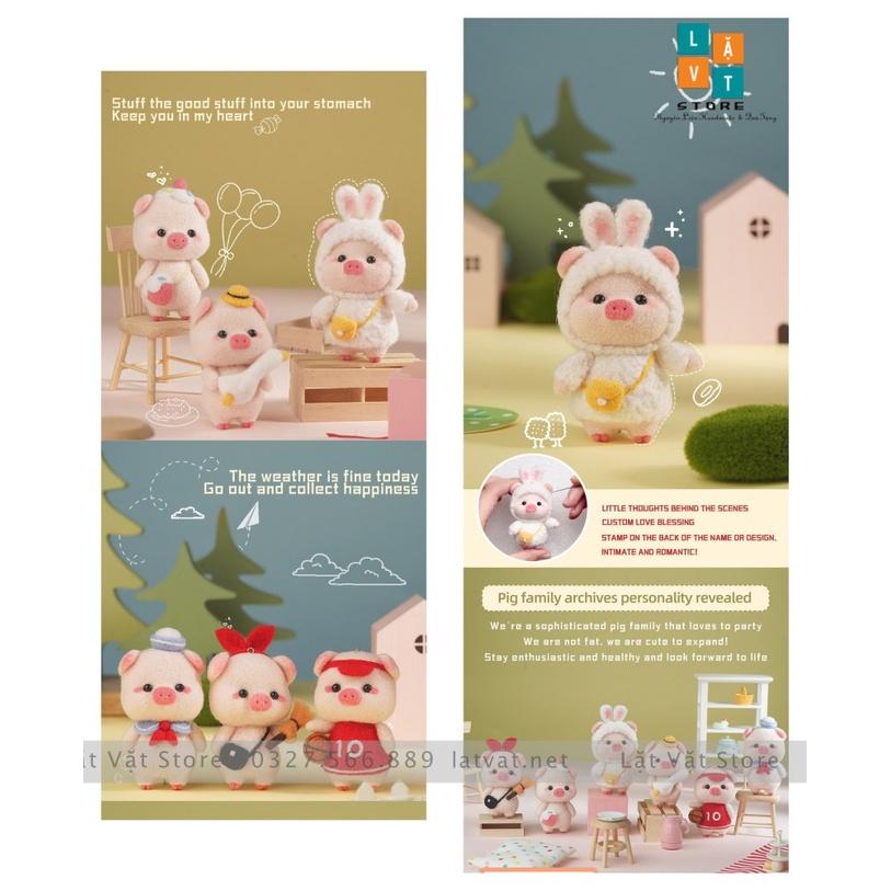 Bộ kit len chọc Gia Đình Heo Dễ Thương làm quà DIY, móc khoá từ handmade, có hướng dẫn - Needle felting Pig Familyđồ