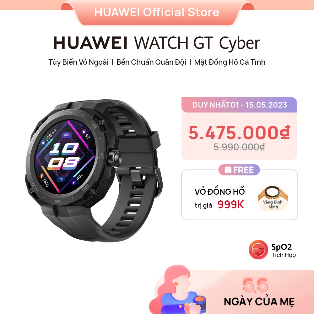 Đồng Hồ Thông Minh HUAWEI WATCH GT Cyber |Tùy Biến Vỏ Ngoài | Bền Chuẩn Quân Đội | Mặt Đồng Hồ Cá Tính | Hàng Chính Hãng