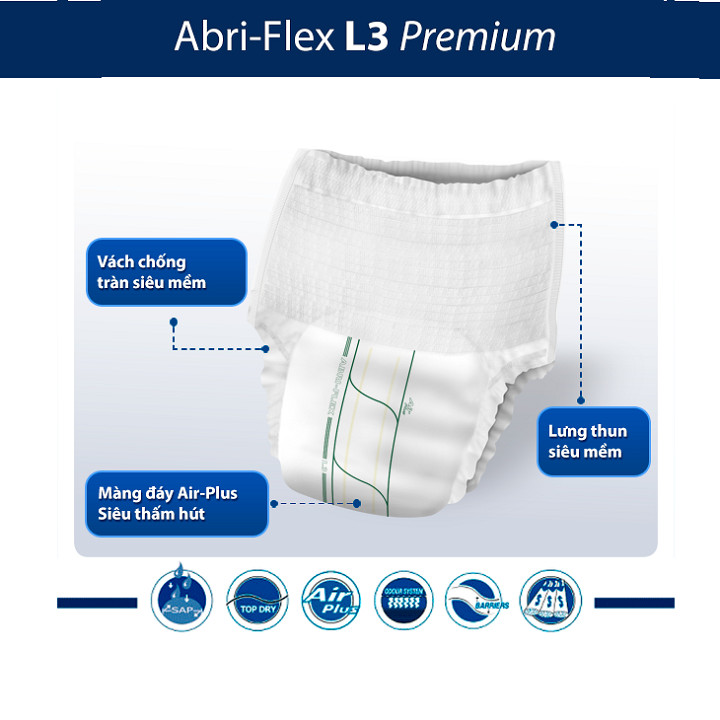 [Thấm hút 2.4 lít] Tã quần người lớn Abena Abri Flex Premium L3 (14 miếng) - Nhập khẩu Đan Mạch