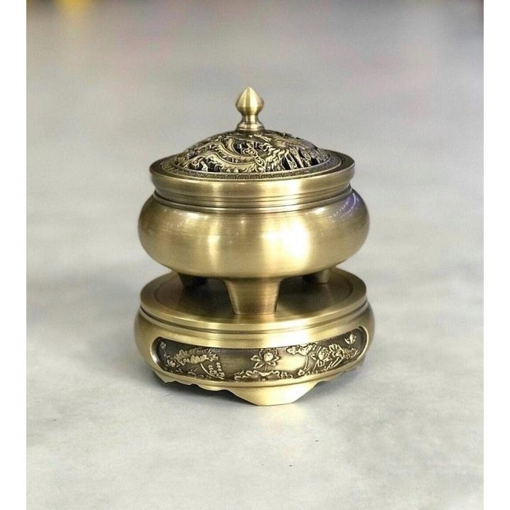 Bộ Lư xông trầm bằng đồng vàng