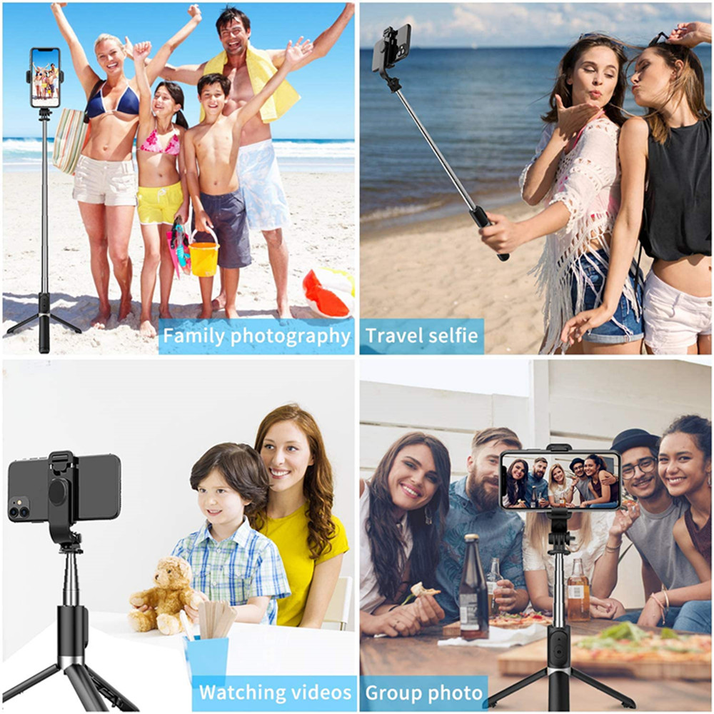 Gậy tự sướng, gậy chụp ảnh 3 chân đa năng gấp gọn Selfiecom L02, chụp hình bằng remote Bluetooth 4.0 - Hàng chính hãng (Màu Trắng)