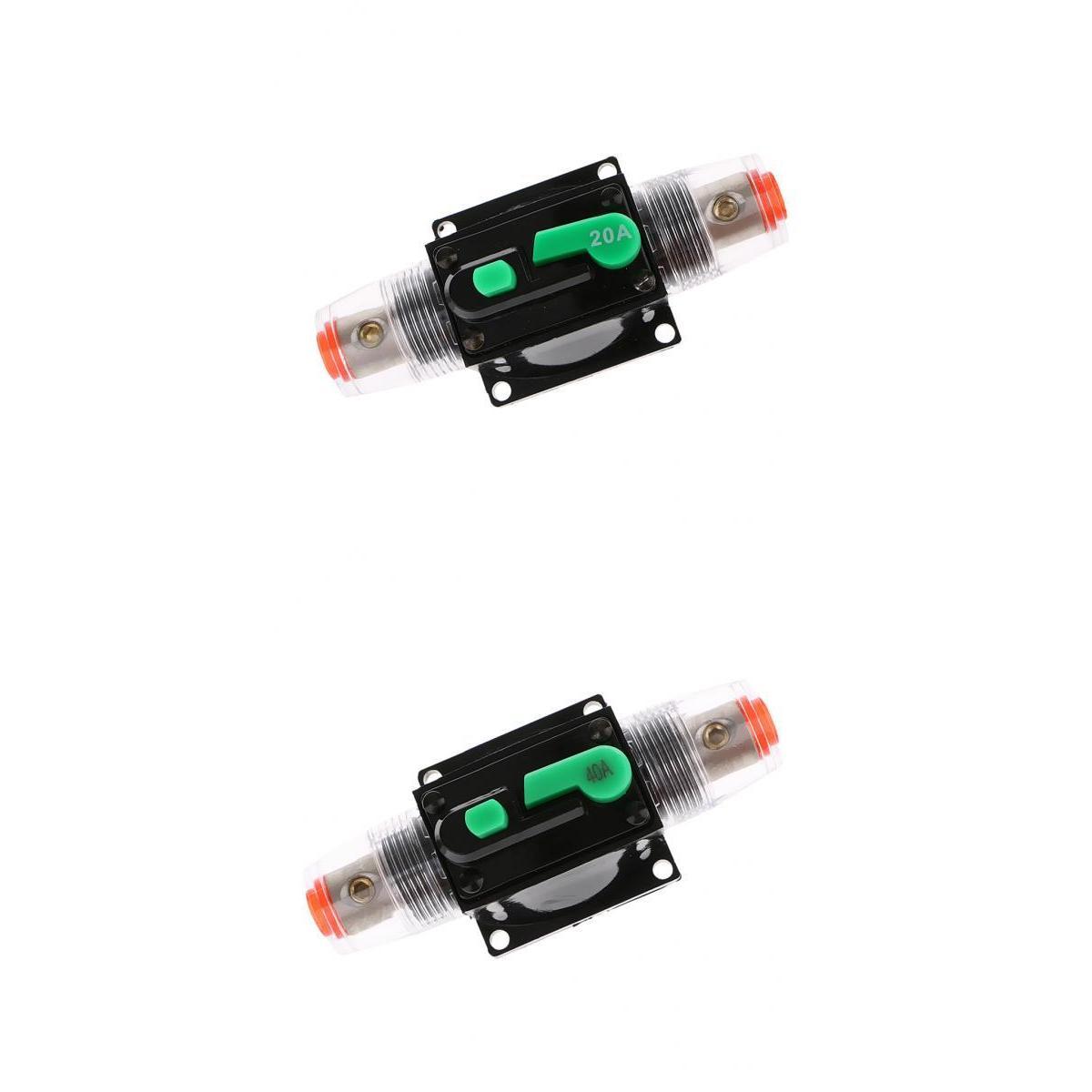 2pcs 20/40A Car Audio Inline Thermal Circuit Breaker Manual Reset Overload