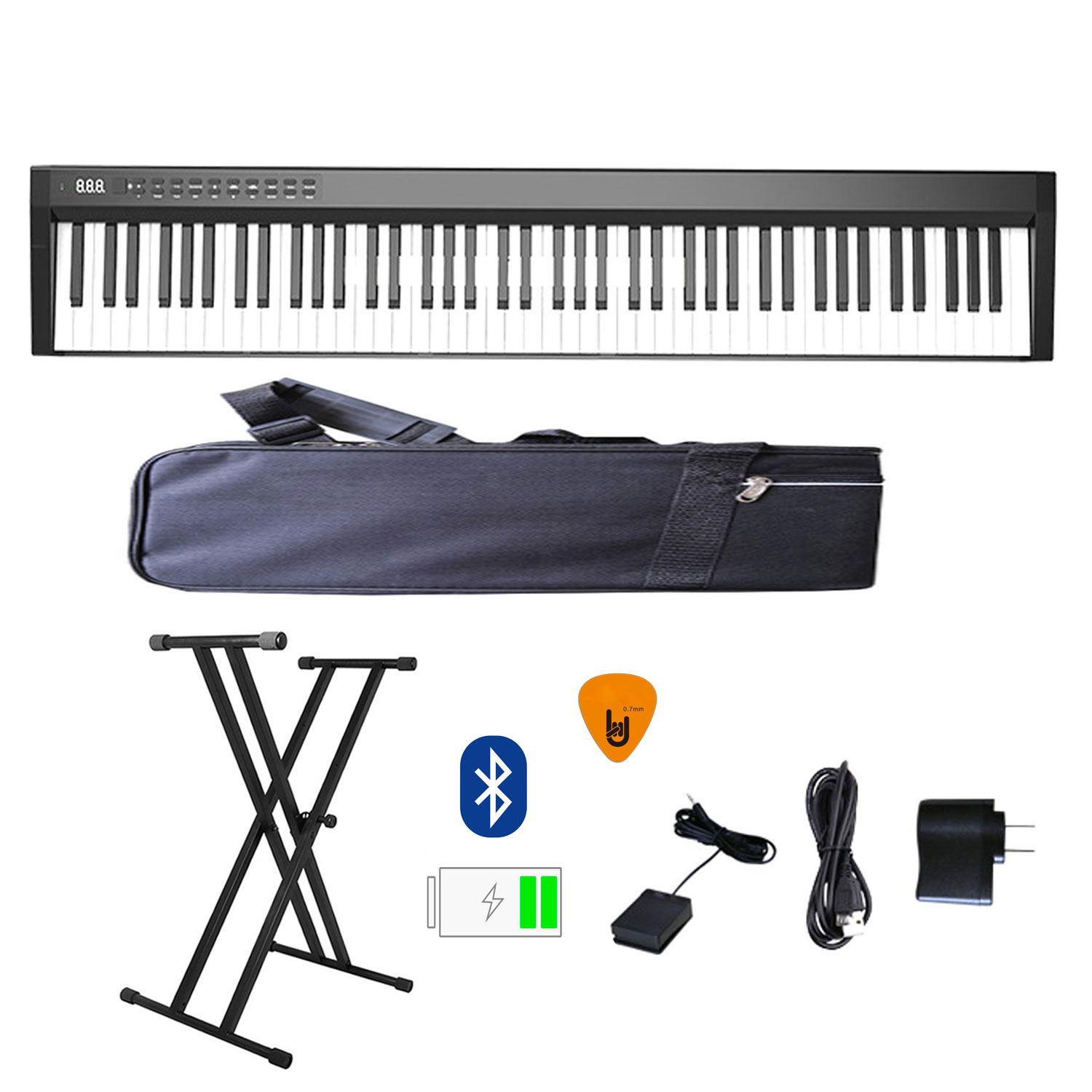 Đàn Piano Điện Konix PH88S - Đàn, Chân, Bao, Nguồn - 88 Phím nặng Cảm ứng lực Có Loa PH88 Hàng Chính Hãng