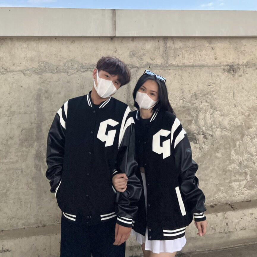 Áo KHOÁC BOMBER CHỮ G (NHUNG PHỐI DA) Ulzzang Unisex