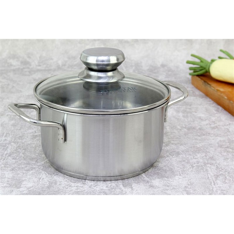 Nồi Inox 430 Fivestar Standard 3 Đáy Nắp Kính- Nồi Luộc Gà Cao Cấp Đủ Các Kích Thước- Dùng Được Các Loại Bếp- Hàng Chính Hãng