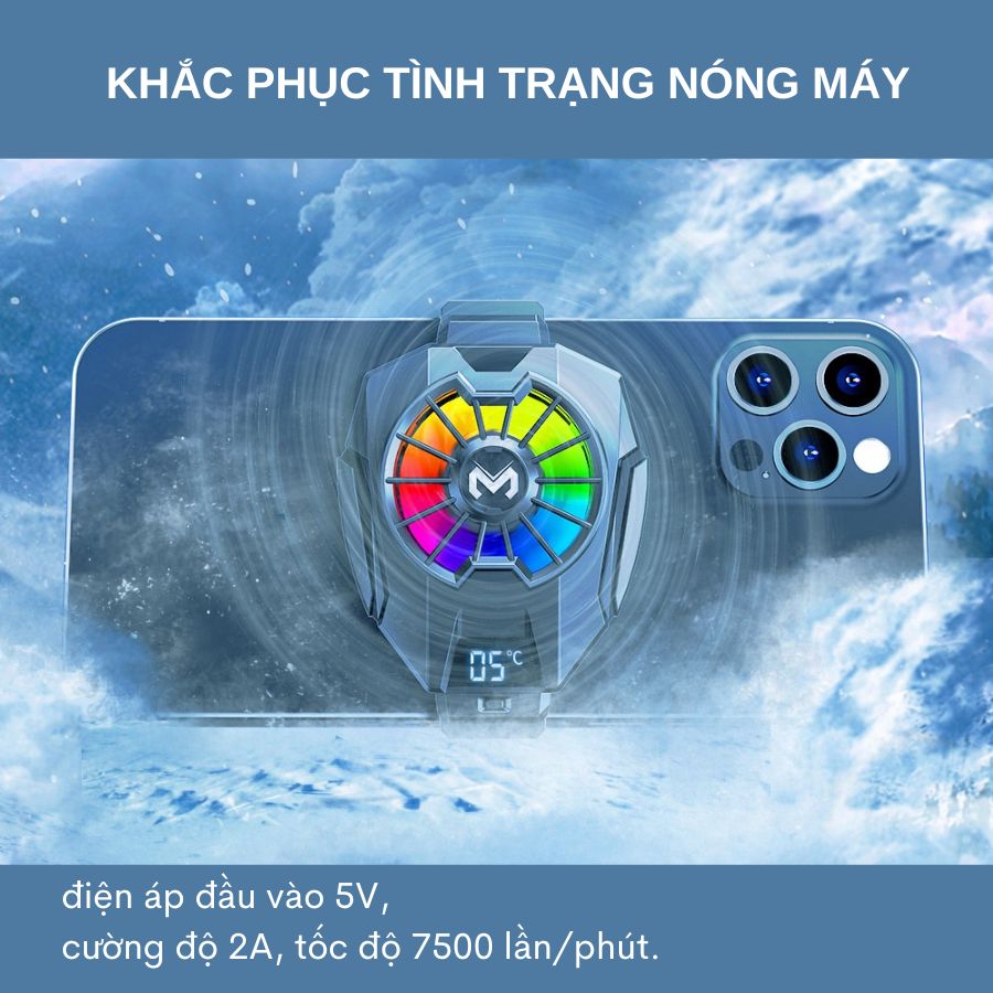 Quạt tản nhiệt MEMO DL05 - Phụ kiện gaming dành cho điện thoại tích hợp công nghệ sò lạnh hạ nhiệt nhanh chóng - Hàng chính hãng