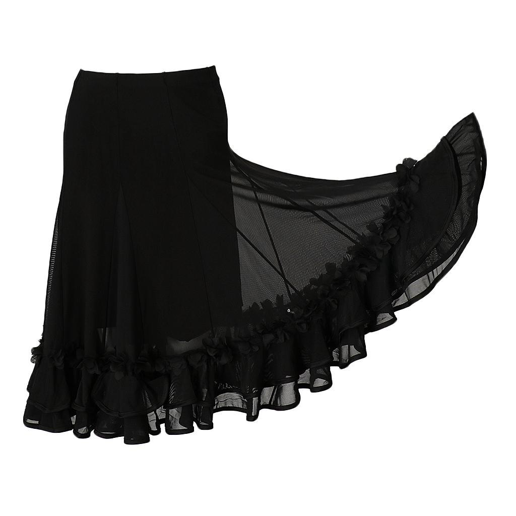 2 Pieces Women Lady Dance Skirt Ballroom Dance Skirt Full Circle Modern Dress Party Costume Dancewear