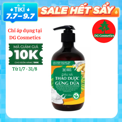 Dầu Xả Thảo Dược Gừng Dừa Cocayhoala Ngăn Rụng Tóc Kích Thích Mọc Tóc - Giảm Gàu - Dưỡng Tóc Mềm Mượt Chắc Khỏe, Chai 440g