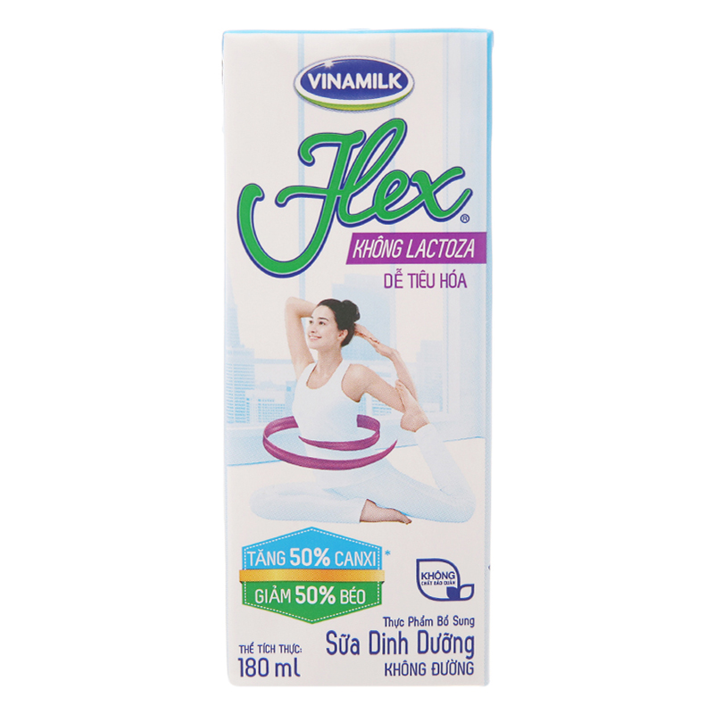 Thùng 48 Hộp Sữa Tiệt Trùng Vinamilk  Flex Không Lactose (180ml / Hộp)