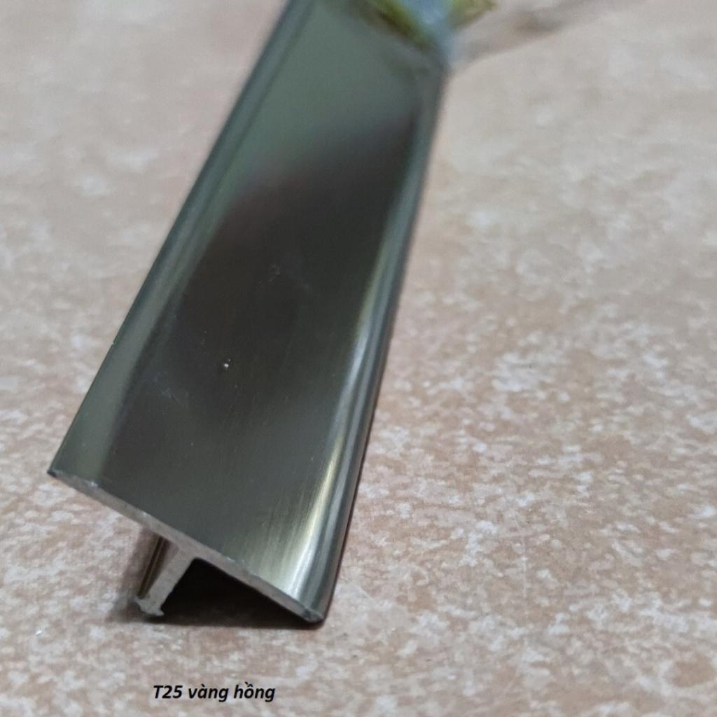 Nẹp nhôm T25 trơn,nẹp sàn gỗ, nẹp PVC, nẹp chữ T nhôm trang Trí,thanh dài 2m7, dễ thi công hàng dày 1li