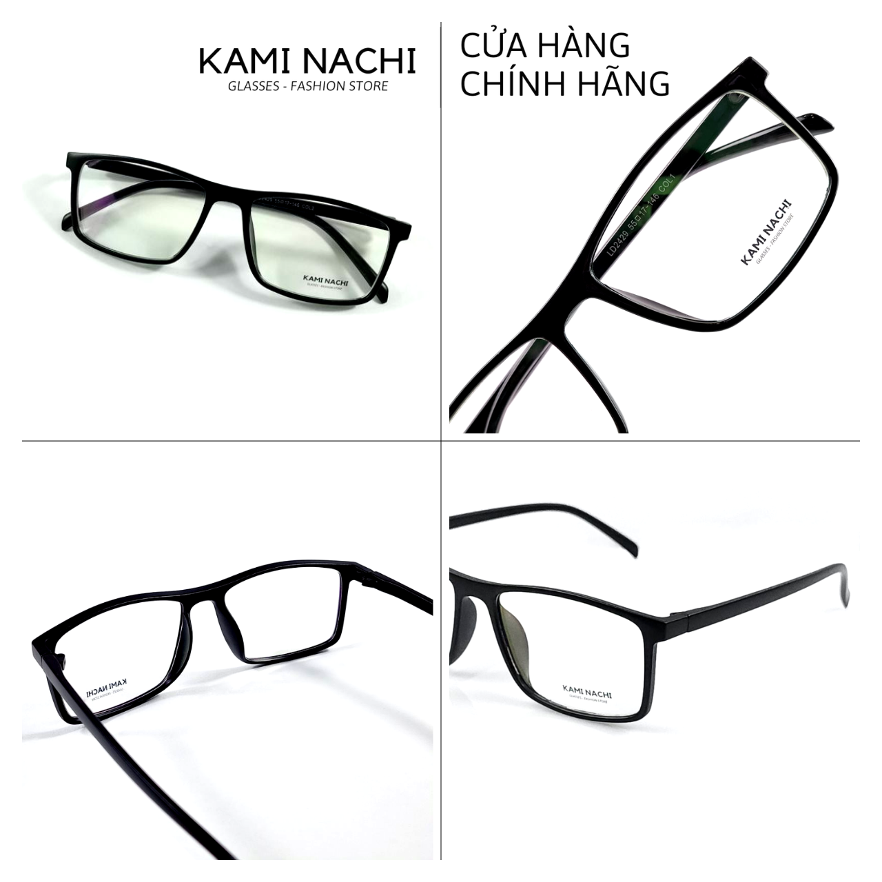 Gọng kính nhựa dáng vuông KAMI NACHI phong cách tự do LD2429