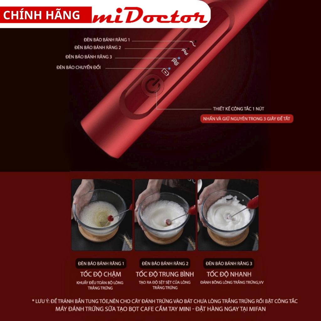 Máy Đánh Trứng Sữa Tạo Bọt Cafe Cầm Tay Mini Pin Sạc Cao Cấp miDoctor - Hàng Chính Hãng