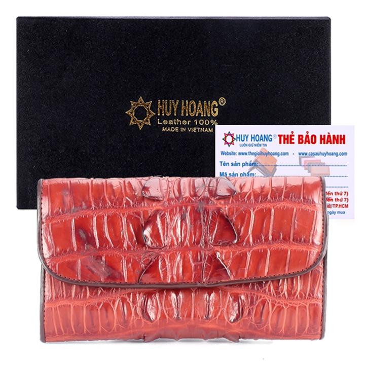 HC3201-02-03-07 - Bóp nữ da Huy Hoàng 3 gấp gai màu vàng bò, đen, nâu đỏ, nâu đất