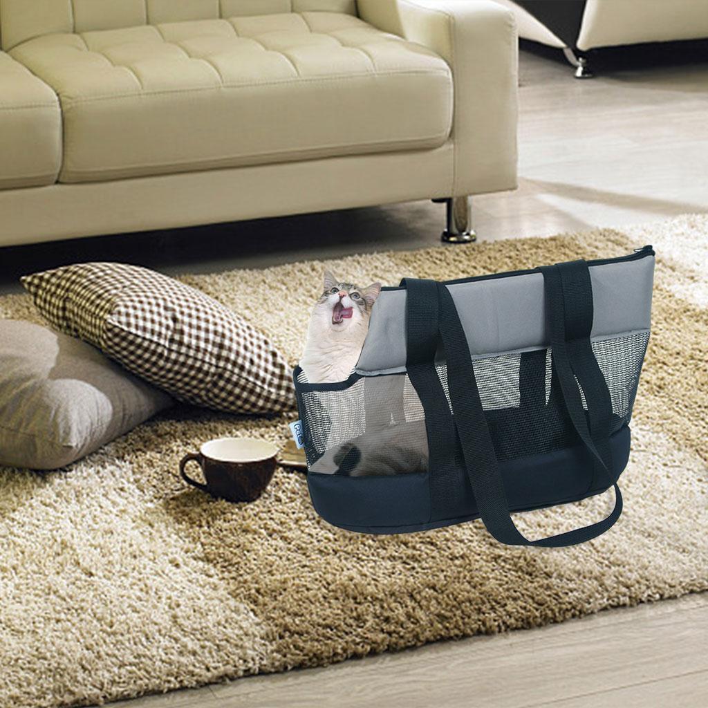 Small Pet Cats Dogs Carrier Mesh Shoulder Bag Carrying Bag Black S
