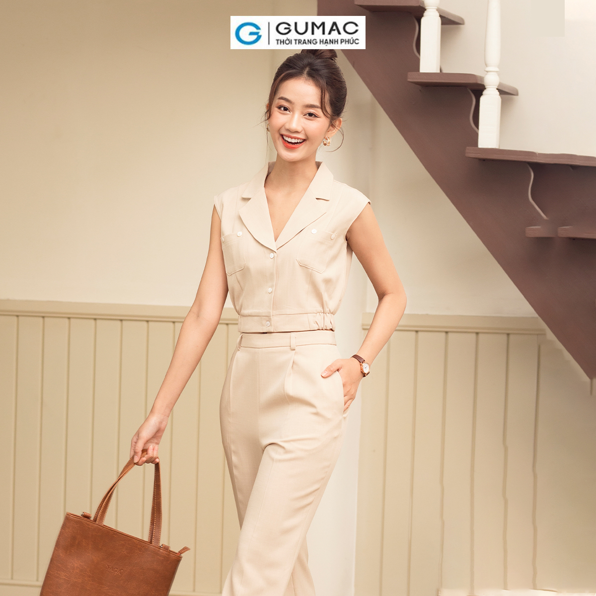 Quần tây nữ suông xếp ly thanh lịch công sở thời trang GUMAC QD06039