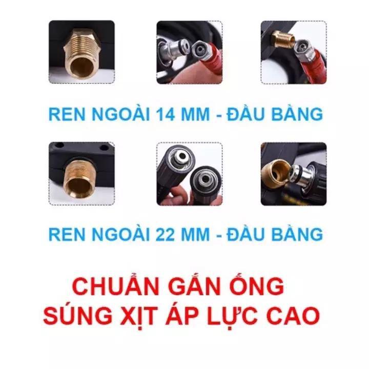 Dây Rửa Xe 20m Cho Máy Bơm Xịt Rửa Áp Lực Cao-Ren Trong 22mm