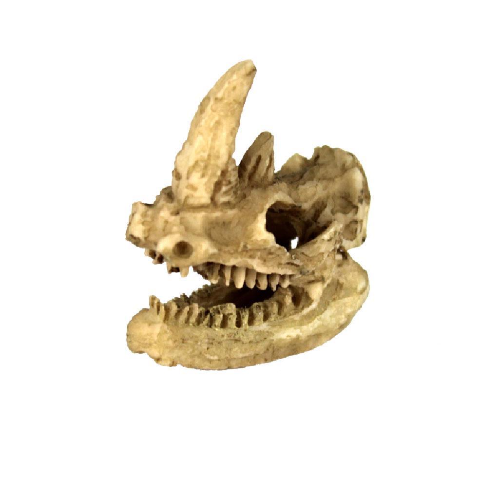 Reptile Terrarium Vivarium Ornament Decor Lizard Hide Cave Rhino Skull