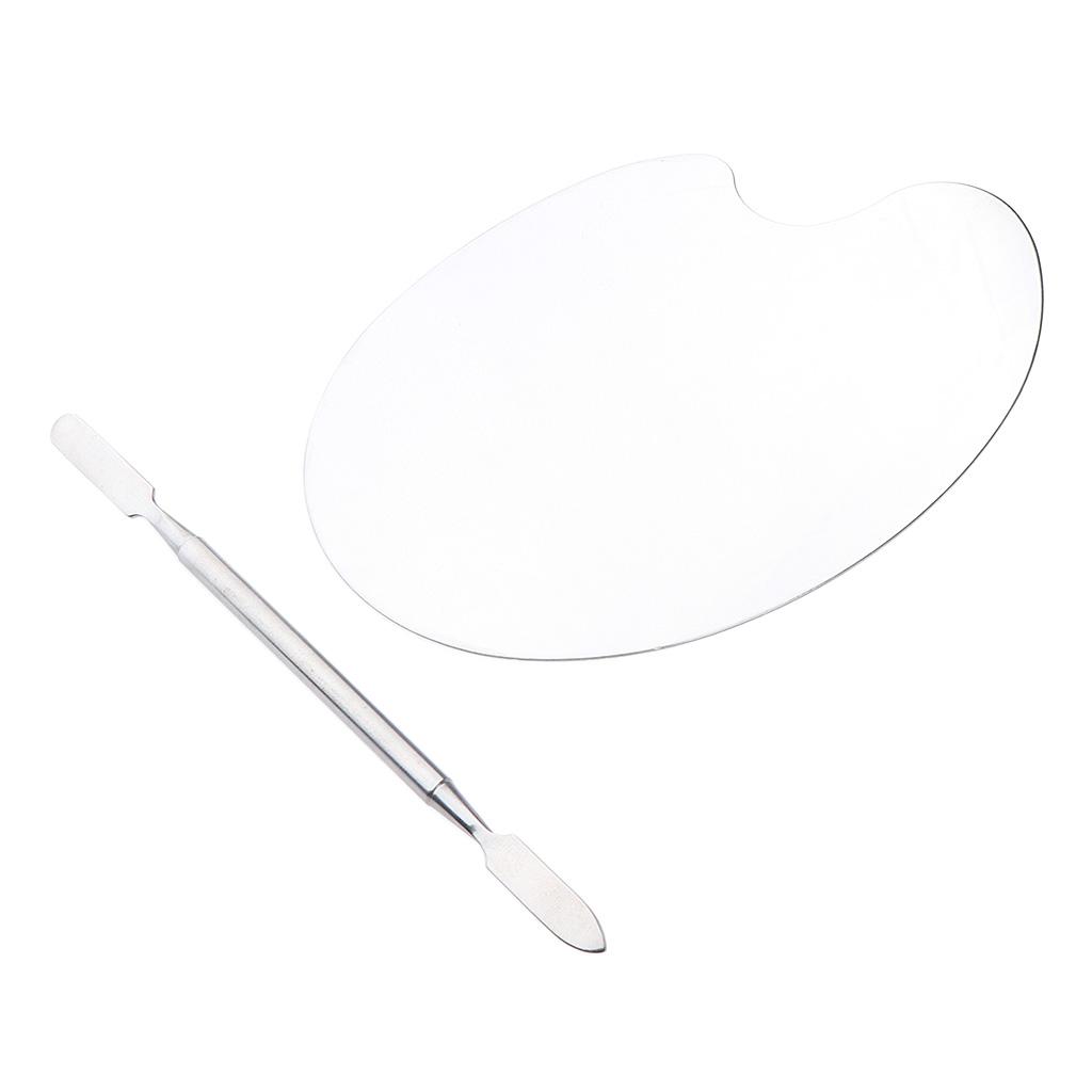 2x Stainless Steel Palette Nail Art Gel Polish Cosmetic Makeup Foundation Mixing Paint Plate DIY Manicure Tool 12.5x9 cm