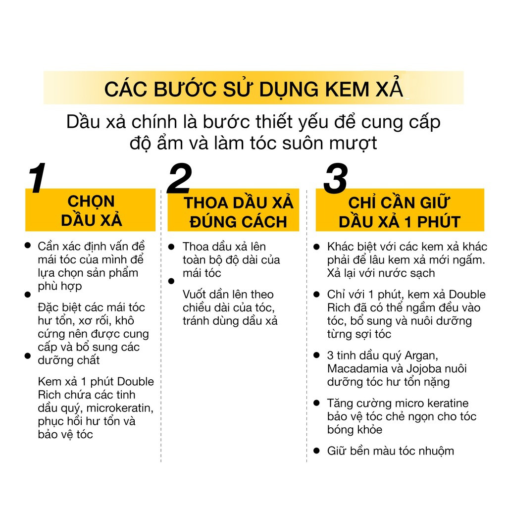 Kem xả 1 phút Double Rich giúp tóc chắc khỏe bóng mượt 75ml