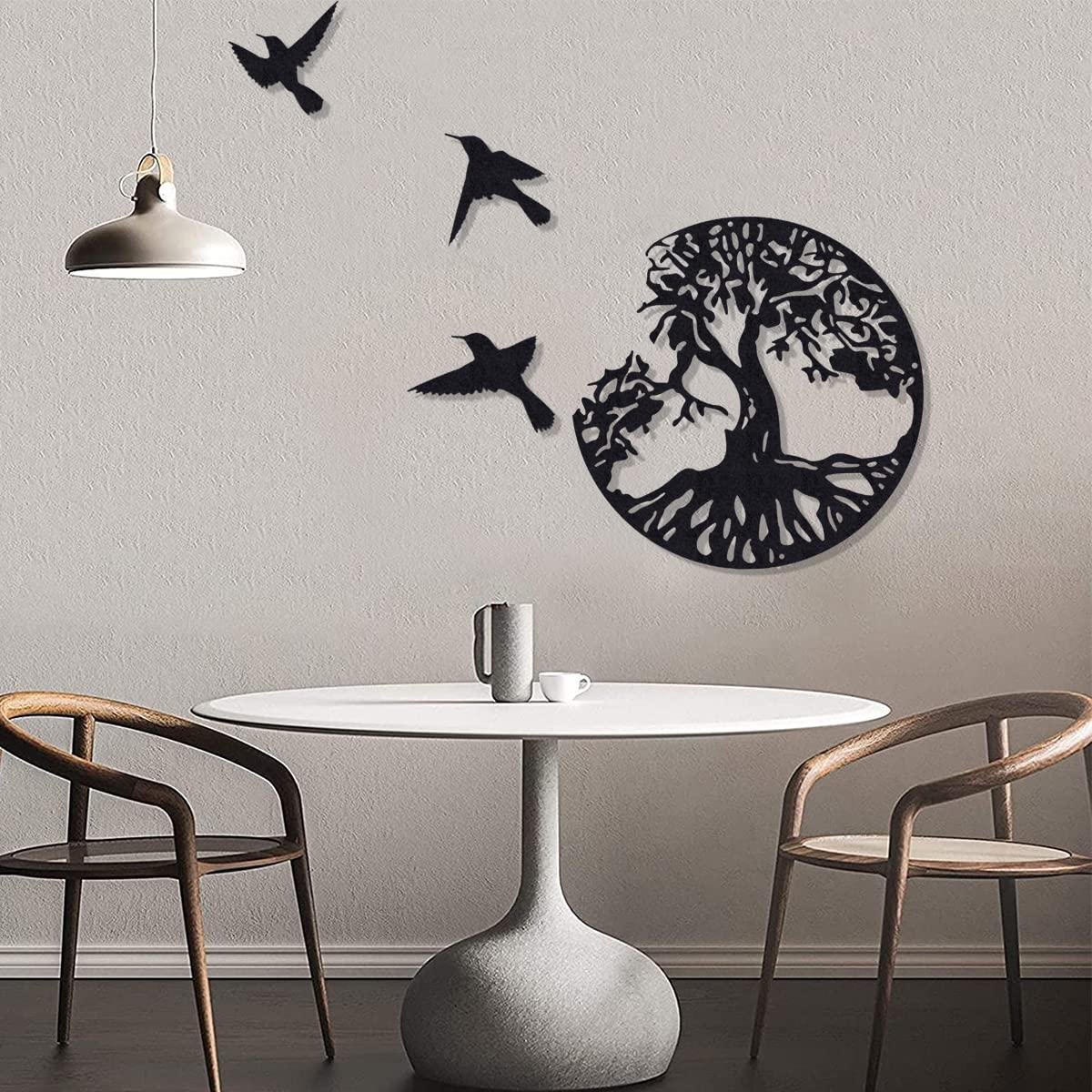 Cây kim loại của trang trí tường bằng kim loại Nghệ thuật hình bóng, cây kim loại gia đình 28x28cm, trang trí tường, trang trí nội thất, trang trí vườn nội thất ngoài trời
