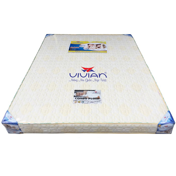 Nệm Cao Su COMBO PLUSH Vivian (1.4 x 2.0 m) - Vải Gấm Damask Cao Cấp Có Chần