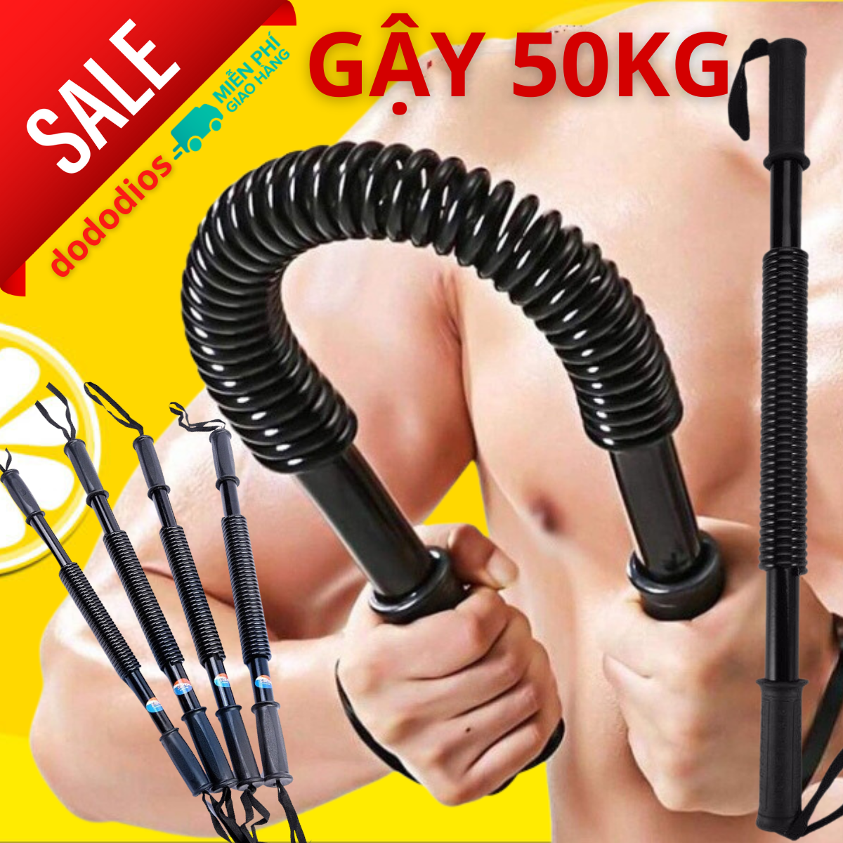 Gậy lò xo 50kg hãng dododios tập cơ tay, vai, xô tập gym tại nhà - Hàng chính hãng dododios