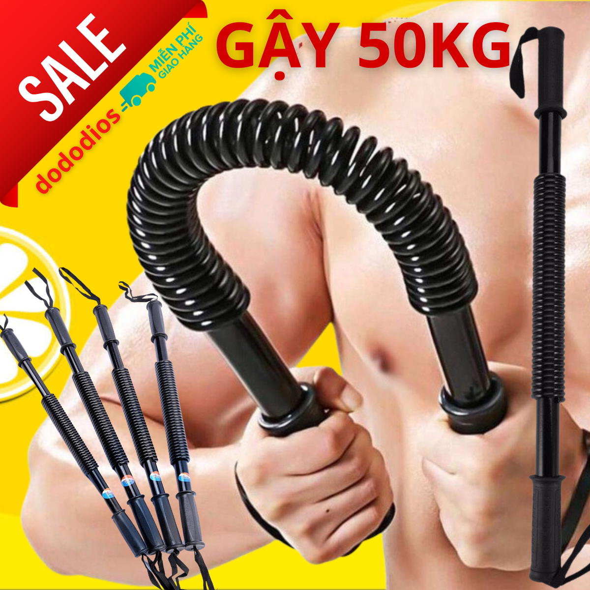 gậy lò xo 50kg hãng dododios tập cơ tay, vai, xô tập gym tại nhà - Hàng chính hãng dododios